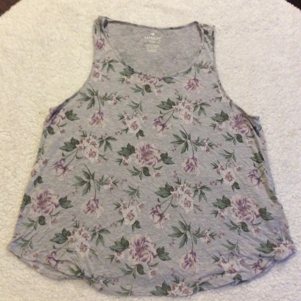 Grey with pink roses soft and sexy tank